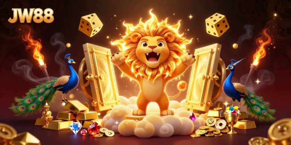 Experience the thrill of JW88 with an enchanting 3D illustration showcasing a vibrant casino theme.