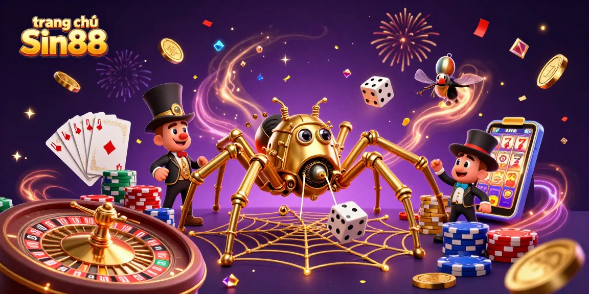 Catching unlucky dice, the golden spider in the web highlights the excitement of trang chủ Sin88.