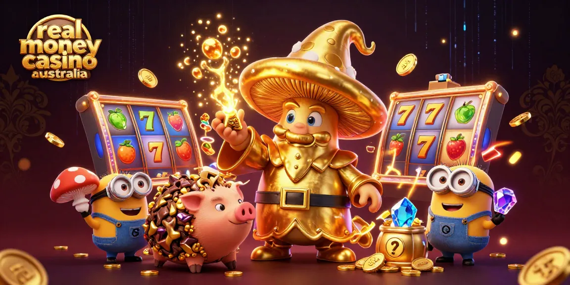 Experience excitement at a real money online casino Australia, with vibrant 3D characters and game elements.