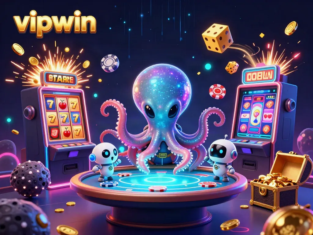 Win big with vipwin's thrilling games in this captivating space casino scene.