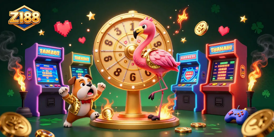 Engage in thrilling gameplay adventures at Z188 with a lively casino scene featuring a colorful host and energetic characters.