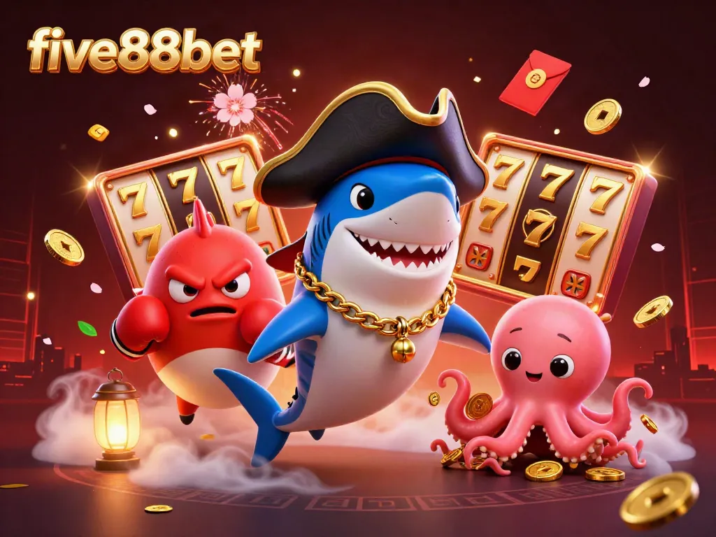 Experience the excitement of five88bet with a vibrant 3D casino scene featuring dynamic characters and game elements.