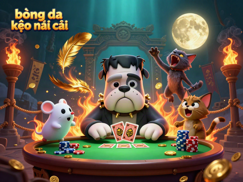 Engage in bóng đá kèo nhà cái at a vibrant 3D casino table with whimsical characters and dynamic elements.