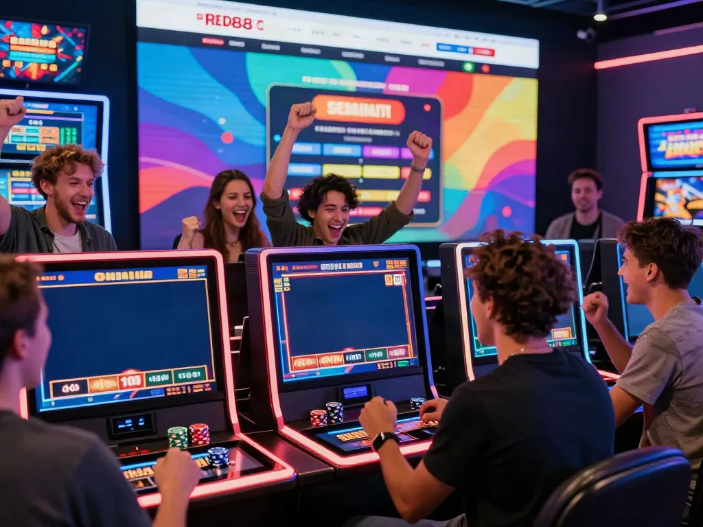 Exciting online gaming scene showcasing diversity and engagement at https://red88.limited/ with players celebrating wins and interactive platform.