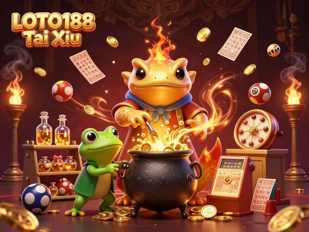 Play LOTO188 Tai Xiu with vibrant lottery-themed illustration showcasing excitement and gold rewards.