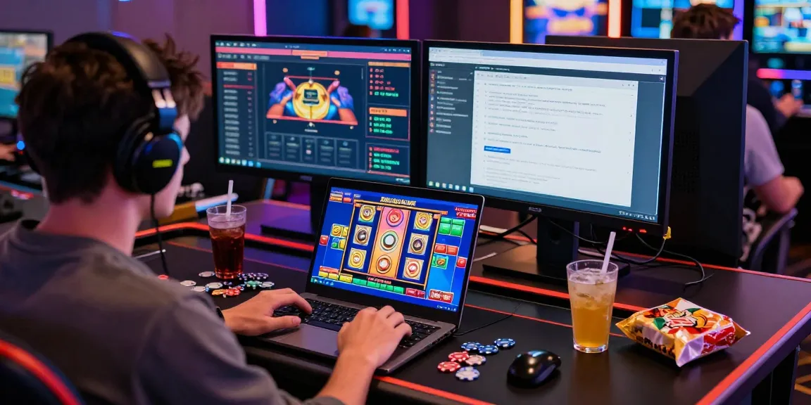 Exciting online casino gaming experience with slot gacor displayed on screen, vibrant atmosphere.