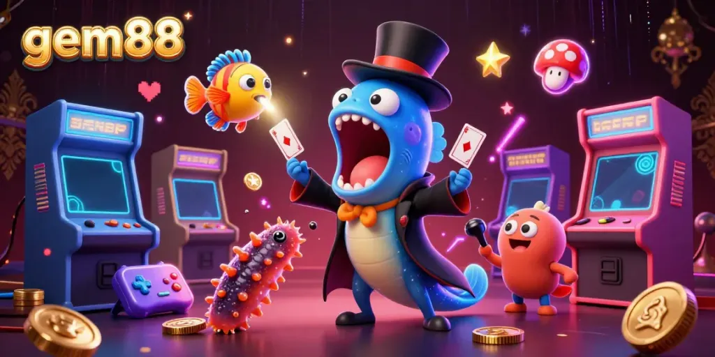 Engage in thrilling card tricks with gem88's magical underwater casino scene.